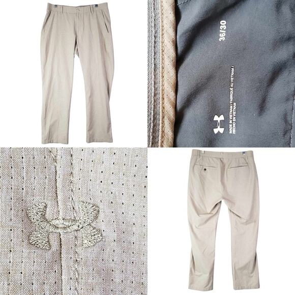 Under Armour UA Khaki Pants Size 36X30 Beige Straight Golf Performance 36 - Picture 1 of 11